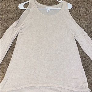 Open Shoulder Cream Long Sleeve